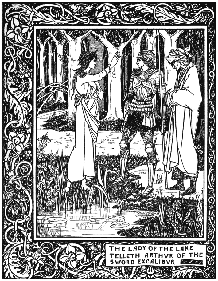 The Lady of the Lake Telleth Arthur of the Sword Excalibur Beardsley, Aubrey