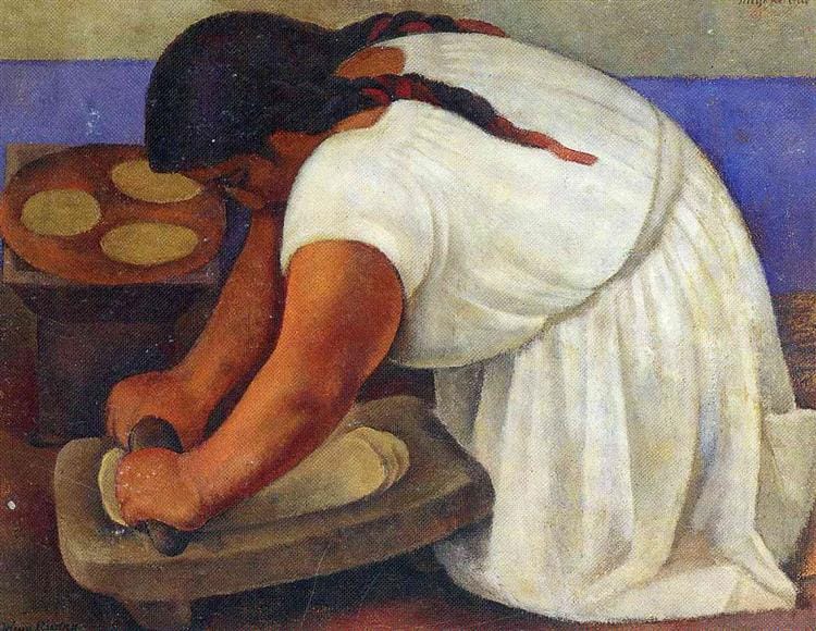 Woman Grinding Maize Rivera, Diego