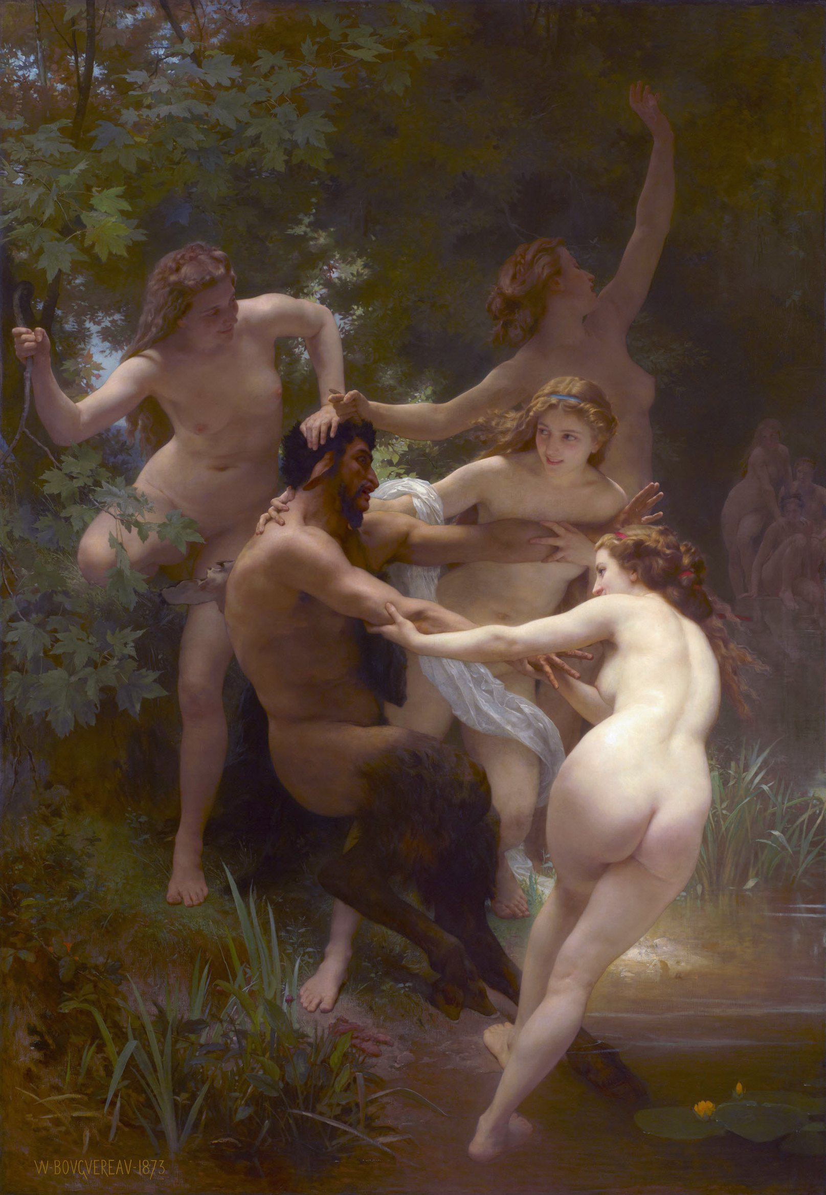 Nymphs And Satyr Bouguereau, William Adolphe