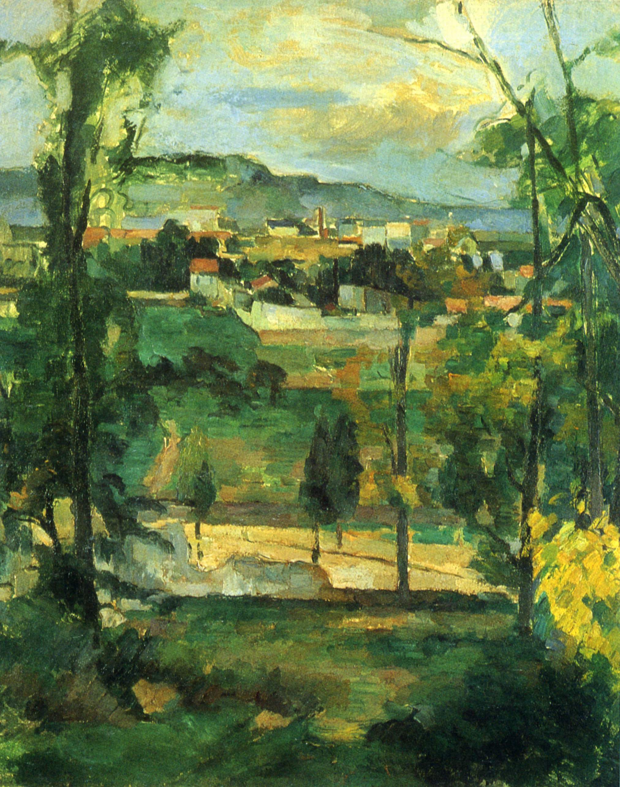 Village Behind Trees Cezanne, Paul